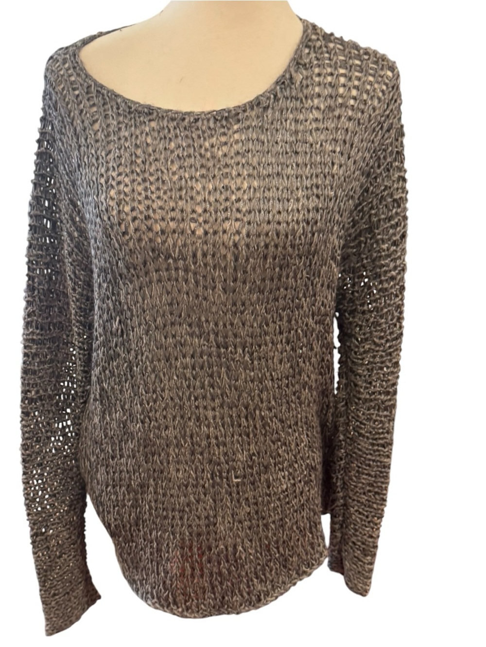 Eileen Fisher Open-Weave Scoop Neck Sweater - Brown